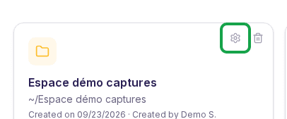 Settings icon outlined on a project's row, in the projects list