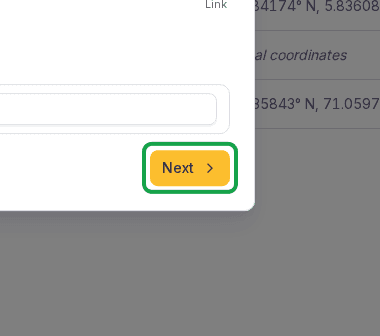 Names step of the bulk import dialog, Next button highlighted